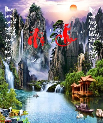 File ảnh Tranh sơn thủy thác nước phong thủy ST2787 (gốc) in biển hiệu