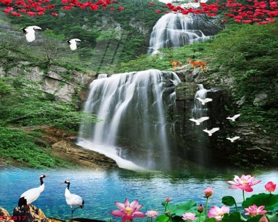 Tải file Tranh sơn thủy thác nước phong thủy ST2817 (ảnh gốc) file TIFF