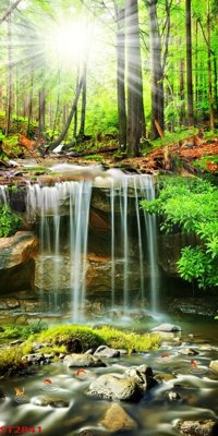 Chi tiết file gốc Tranh sơn thủy thác nước phong thủy ST2841 (cho in tráng gương)