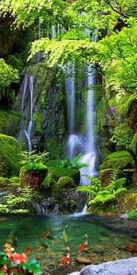 File in trần Tranh sơn thủy thác nước phong thủy ST2851 (file gốc) hoa văn 3D