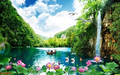 File gốc Tranh sơn thủy thác nước phong thủy ST2869 (chuẩn CMYK) cho nhà in