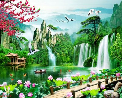 Tải file gốc Tranh sơn thủy thác nước phong thủy ST2877 (bản PSD) chỉnh sửa được