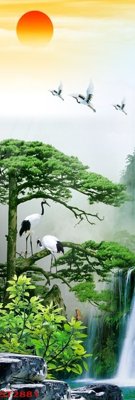 File in trần Tranh sơn thủy thác nước phong thủy ST2881 (file gốc) hoa văn 3D