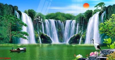 Tải file gốc Tranh sơn thủy thác nước phong thủy ST2884 (in bạt) quảng cáo