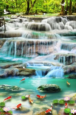 Tải file tranh gốc Tranh sơn thủy thác nước phong thủy ST2929 chất lượng cao