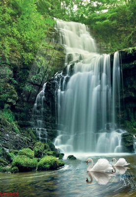 Ảnh gốc Tranh sơn thủy thác nước phong thủy ST2965 (siêu chi tiết) để in ấn