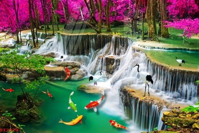 Mua file ảnh gốc Tranh sơn thủy thác nước phong thủy ST2974 (chất lượng cao)