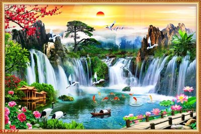 Tải file gốc Tranh sơn thủy thác nước phong thủy ST2977 (in khổ lớn) quảng cáo