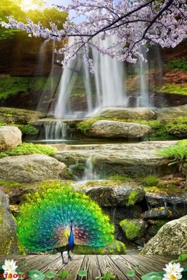 Tải file Tranh sơn thủy thác nước phong thủy ST3010 (ảnh gốc) độ phân giải 300dpi