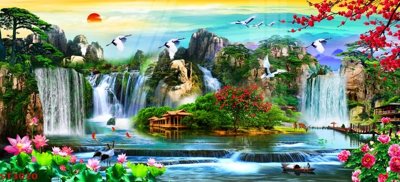 File gốc Tranh sơn thủy thác nước phong thủy ST3020 (chuẩn CMYK) cho nhà in