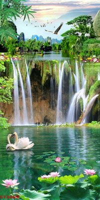 Download file gốc Tranh sơn thủy thác nước phong thủy ST3069 (dùng cho in ấn)