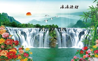 File in ấn cao cấp Tranh sơn thủy thác nước phong thủy ST3124 (file gốc)