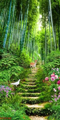 File gốc Tranh sơn thủy thác nước phong thủy ST3150 (phong cách) cổ điển