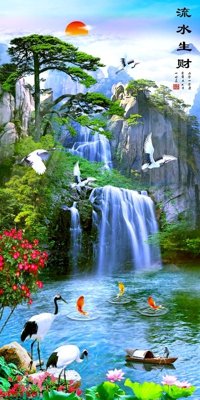 Mua file gốc Tranh sơn thủy thác nước phong thủy ST3158 (chất lượng) tại Filetranh.com