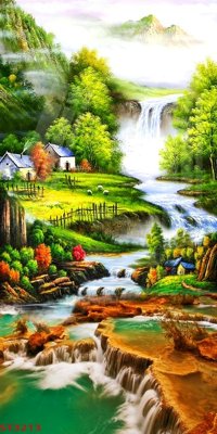 File gốc Tranh sơn thủy thác nước phong thủy ST3213 (ảnh chi tiết) để in ấn