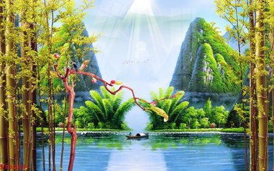 File gốc Tranh sơn thủy thác nước phong thủy ST3235 (dành cho trang trí nội thất)