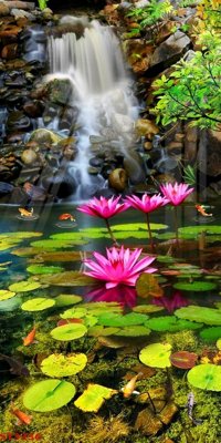 Tải về hình ảnh gốc Tranh sơn thủy thác nước phong thủy ST3236 sắc nét