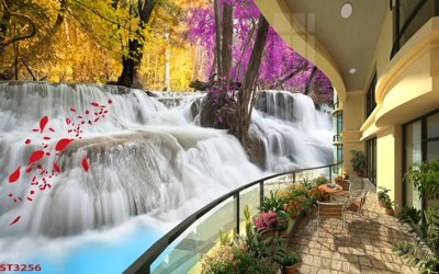 Download file Tranh sơn thủy thác nước phong thủy ST3256 (gốc) in mica cao cấp