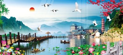 Tải file gốc Tranh sơn thủy thác nước phong thủy ST3258 (bản PSD) đầy đủ layer