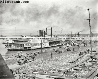 File tranh Show Boat_ 1900 (ảnh gốc) in trần 3D