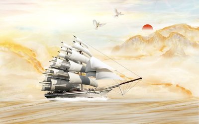 File tranh PSD File thuận buồm xuôi gió TB6002 chất lượng cao