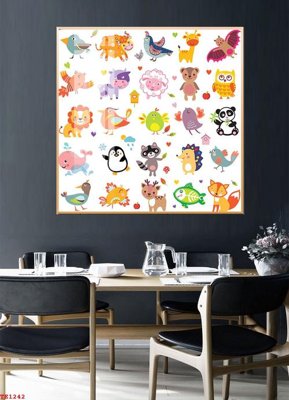 File gốc File tranh trẻ em TE1242 (in lụa) họa tiết 3D