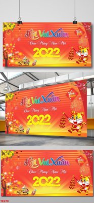 Chi tiết file gốc file in baner tết 2023 phông tết tất niên khai xuân TE279 (cho in tráng gương)