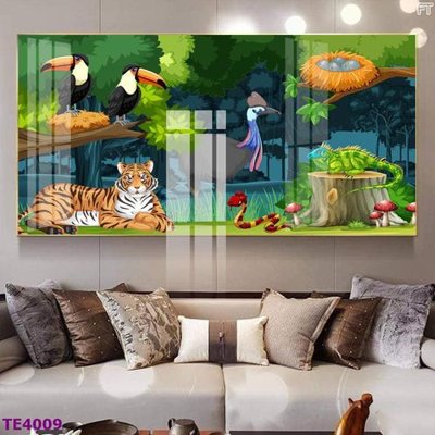 File ảnh File tranh trẻ em rừng động vật TE4009 (gốc) trang trí khách sạn