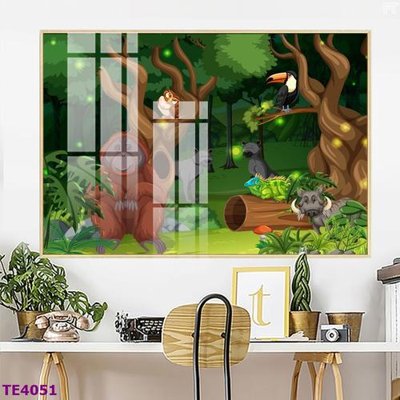 File gốc File tranh trẻ em rừng động vật TE4051 (in lụa) chi tiết cao