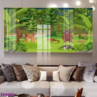 File in trần File tranh trẻ em rừng động vật TE4080 (bản gốc) mây trời
