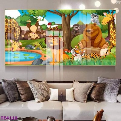 File tranh File tranh trẻ em rừng động vật TE4110 (bản gốc) treo quán cafe
