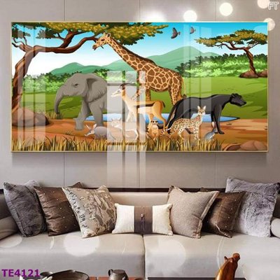 File in trần File tranh trẻ em rừng động vật TE4121 (file gốc) hoa văn 3D