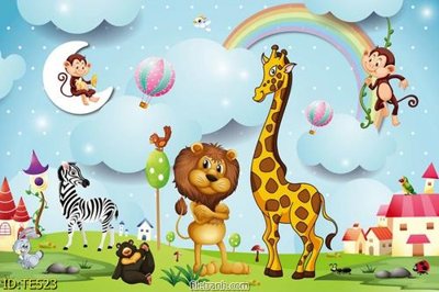 File tranh gốc in trần nhà File tranh trẻ em TE523 3D