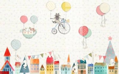 File tranh File tranh tường nền trẻ em 3d TE7045 (bản gốc) in lụa 5D