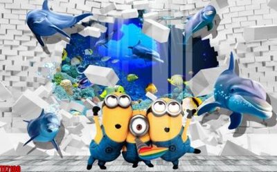 File ảnh File tranh tường nền trẻ em 3d TE7100 (gốc) in decal dán tường