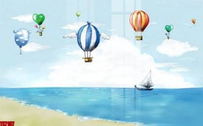 File gốc File tranh tường nền trẻ em 3d TE7197 (in lụa) tranh thuận buồm