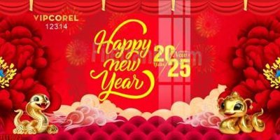 File in trần file in banner tết 2025 phông tết tất niên khai xuân chúc mừng năm mới 2025 TET1023 (file gốc) hoa văn 3D