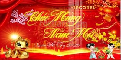 File tranh gốc file in banner tết 2025 phông tết tất niên khai xuân chúc mừng năm mới 2025 TET1055 (bản quyền) độc đáo