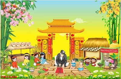 Ảnh gốc file in lụa file in baner tết 2023 phông tết tất niên khai xuân TET109 chi tiết