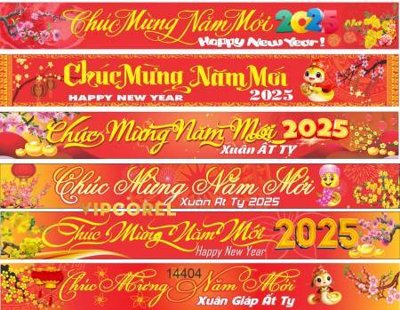 File PSD file băng rôn chúc mừng năm mới 2025 TET1404 (chất lượng in ấn)