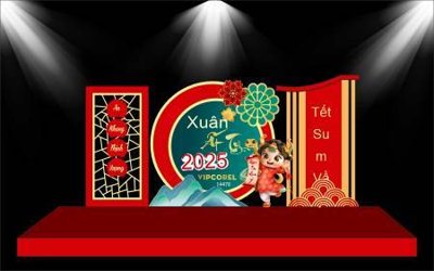 File tranh gốc File check in decor backop trang trí cổng tết năm mới 2025 TET1443 chủ đề hiện đại