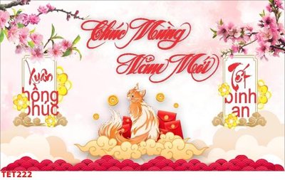 Download file gốc file in baner tết 2023 phông tết tất niên khai xuân TET222 (in mica) trong suốt