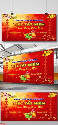 Tải file file in baner tết 2023 phông tết tất niên khai xuân TET262 (PSD) cho in tranh kính