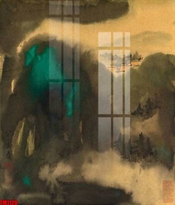 File in trần File tranh thủy mặc trung quốc TM1120 (bản gốc) đại dương