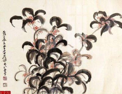 Tải file File tranh thủy mặc trung quốc TM1373 (gốc) chủ đề hoa sen