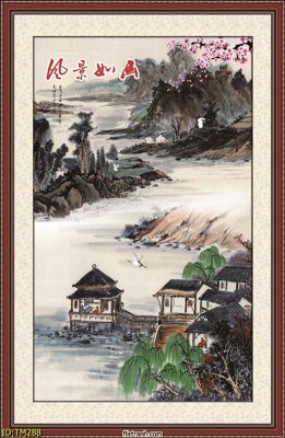 File tranh File tranh thủy mặc TM288 (gốc) in trên kính