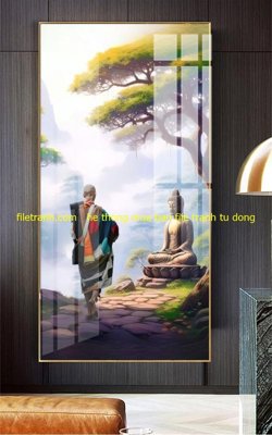 File gốc File tranh thầy thích minh tuệ TMT83 (in lụa) hoa văn cổ điển