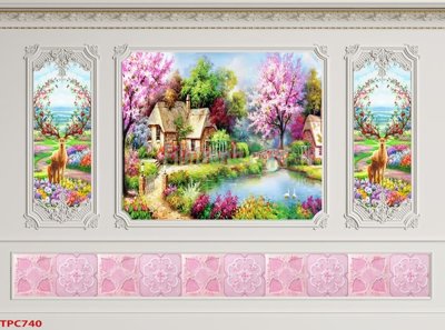 Download file gốc Tranh phào chỉ TPC740 (in lụa) nghệ thuật