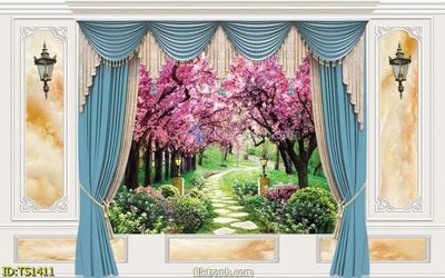 File ảnh File giả mành rèm phào chỉ TS1411 (gốc) in poster