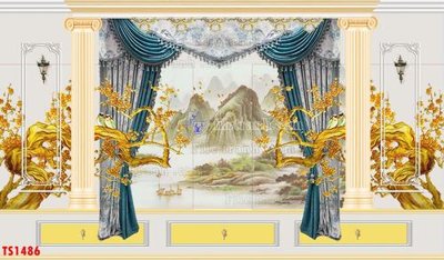 File in ấn cao cấp File giả mành rèm phào chỉ cành vàng kim TS1486 (file gốc)